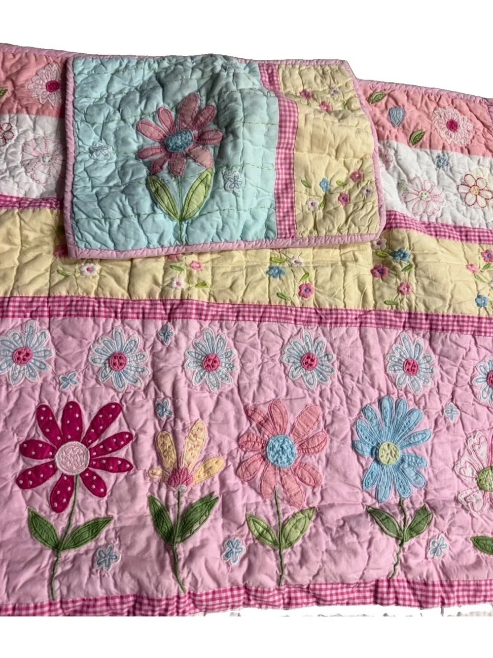 Y2K pottery barn kids crib size quilt & pillow sham